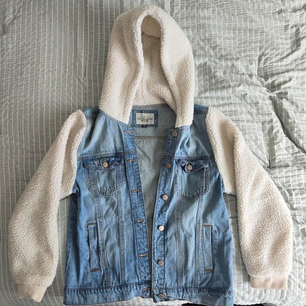 Denim and Cream Sherpa Jacket